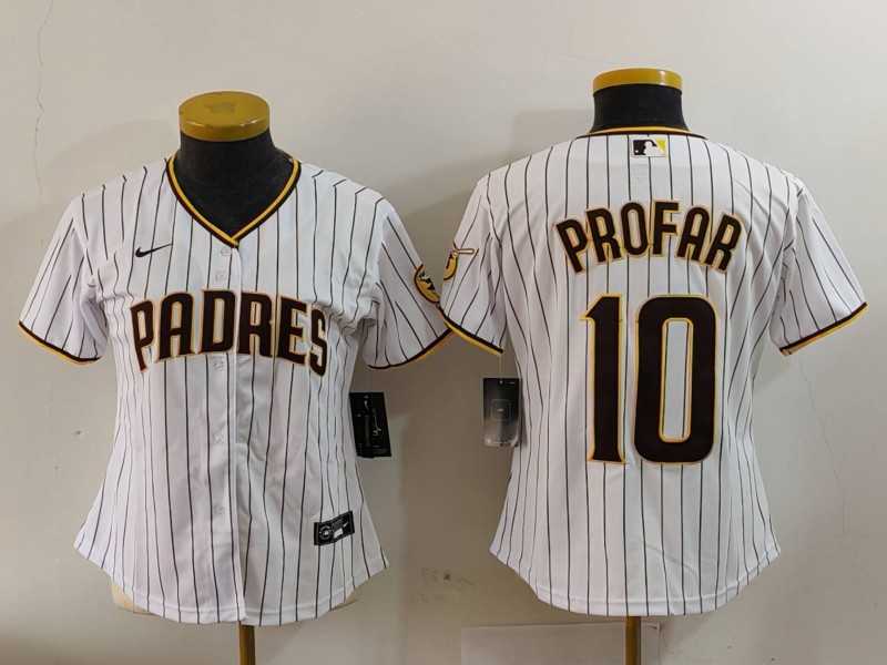Womens San Diego Padres #10 Jurickson Profar White Cool Base Stitched Jersey